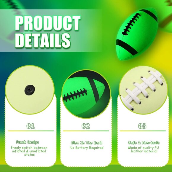 Football Glow in the Dark Light Green PU Leather Youth Size 5 Hand Stitched Gift - Picture 8 of 9